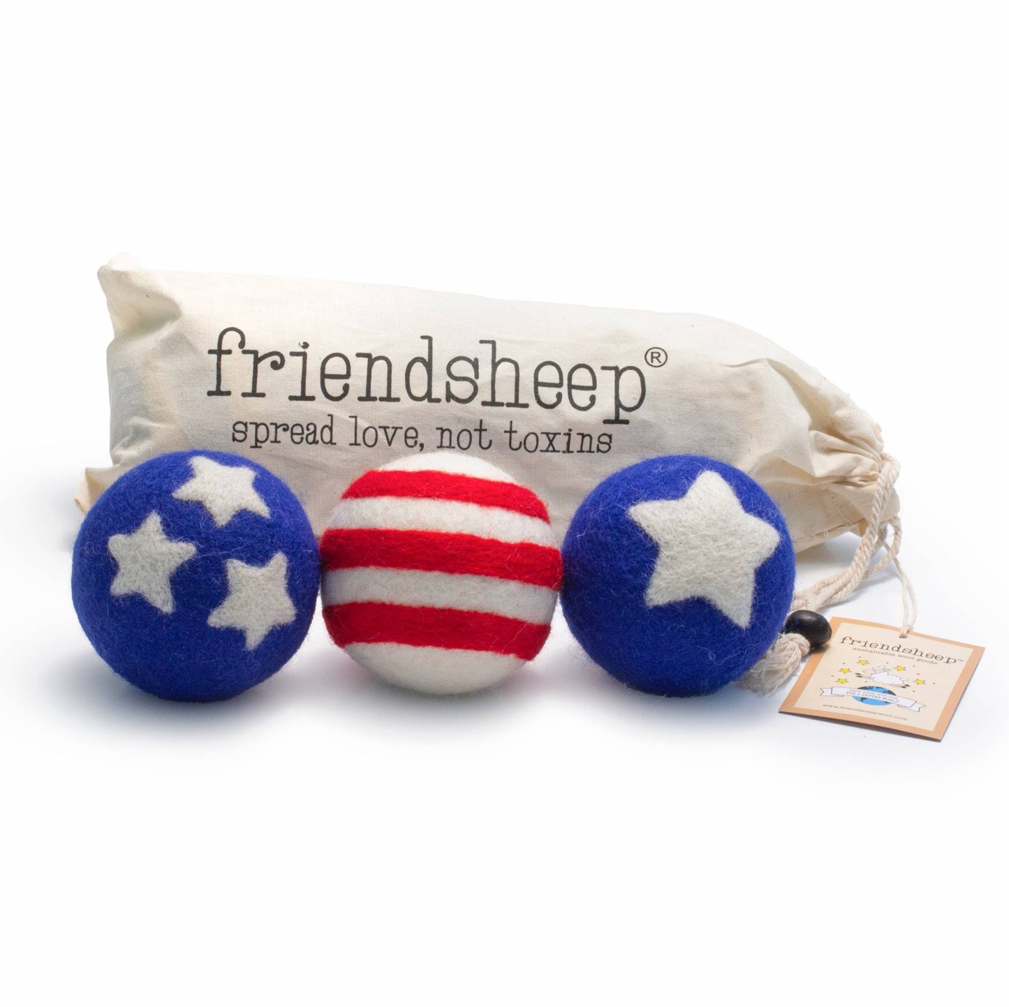 Friendsheep - Stars & Stripes Eco Dryer Balls - Set of 3 - Special Edition