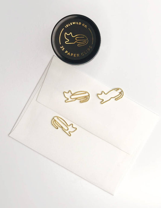 Cat Gold Plated Paper Clips