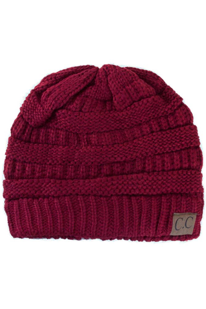 C.C Ribbed Kit Solid Color Beanie: Maroon