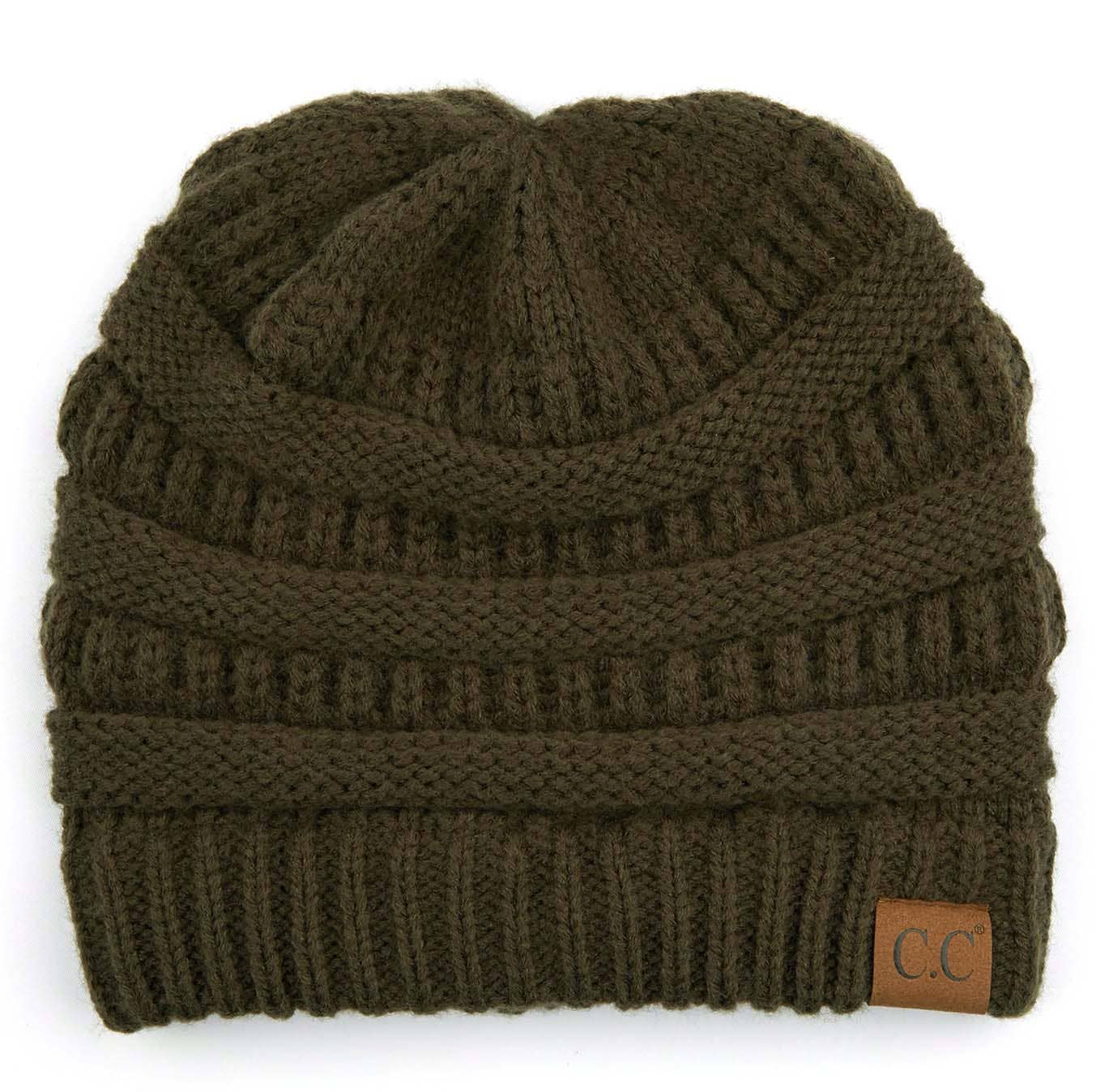 C.C Ribbed Kit Solid Color Beanie: New Olive