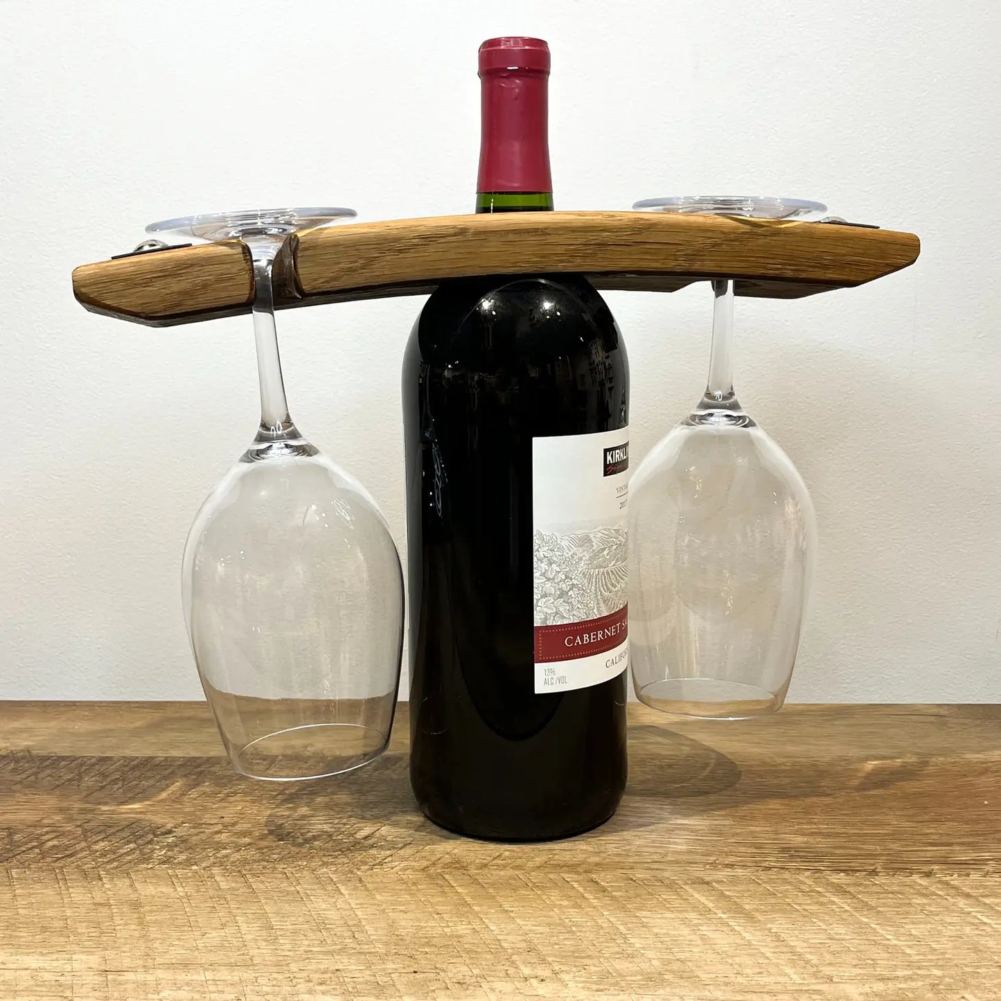 Wine Barrel Date Night Bottle & Glass Rack