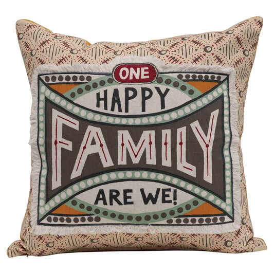 Happy Family Cotton Throw Pillow
