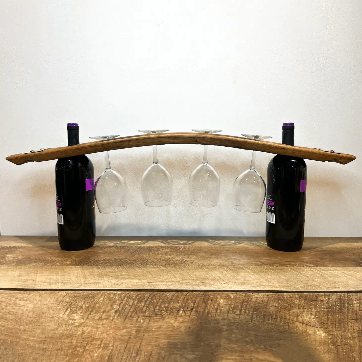 Wine Barrel Double Date Night Bottle & Glass Rack