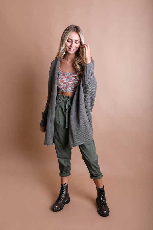 Bestselling! Bat Sleeve Knit Cardigan: Gray