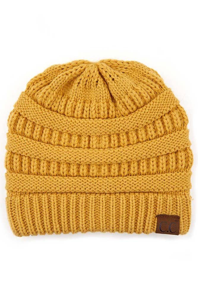 C.C Ribbed Kit Solid Color Beanie: Honey Mustard