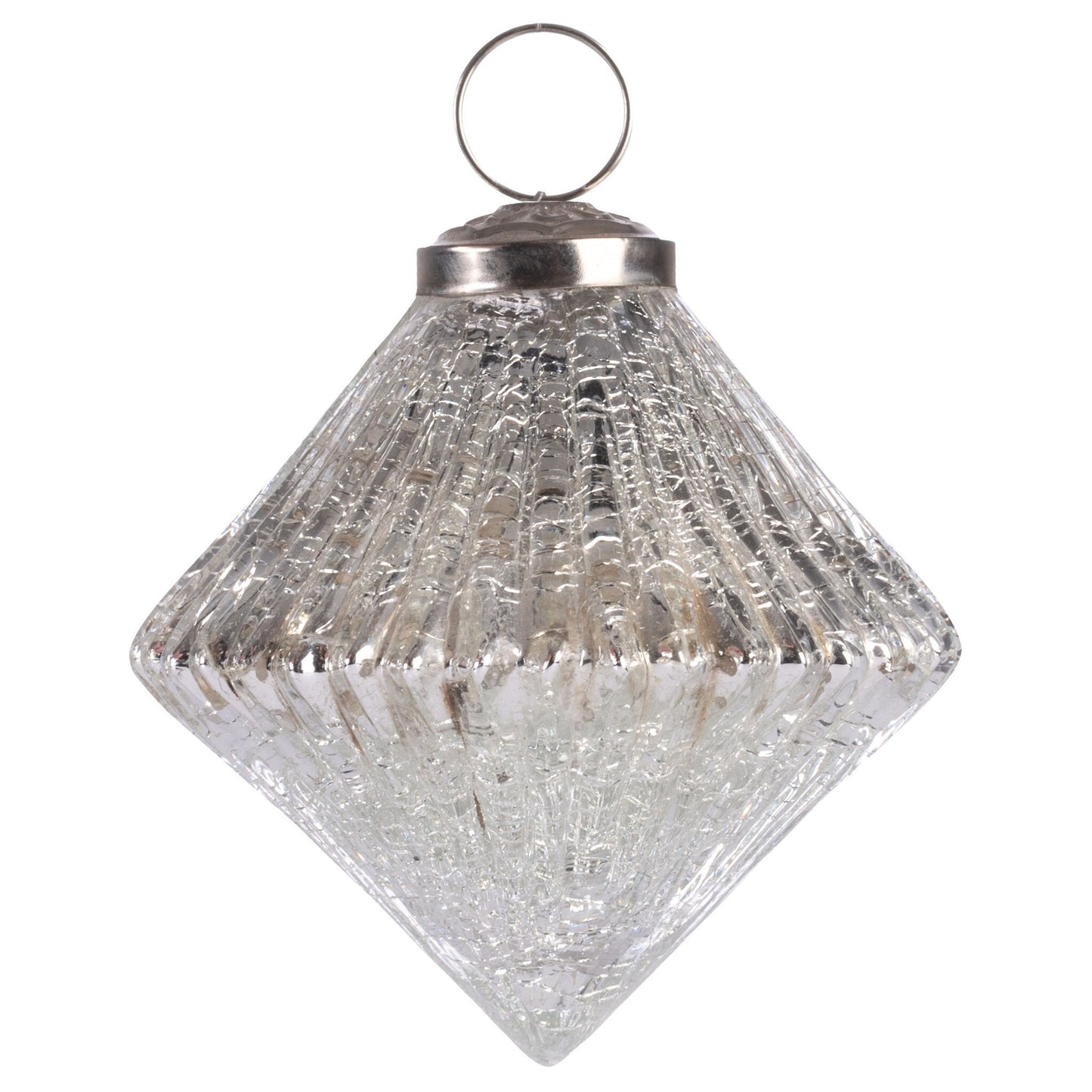 Fluted Silver Mercury Glass Ornament