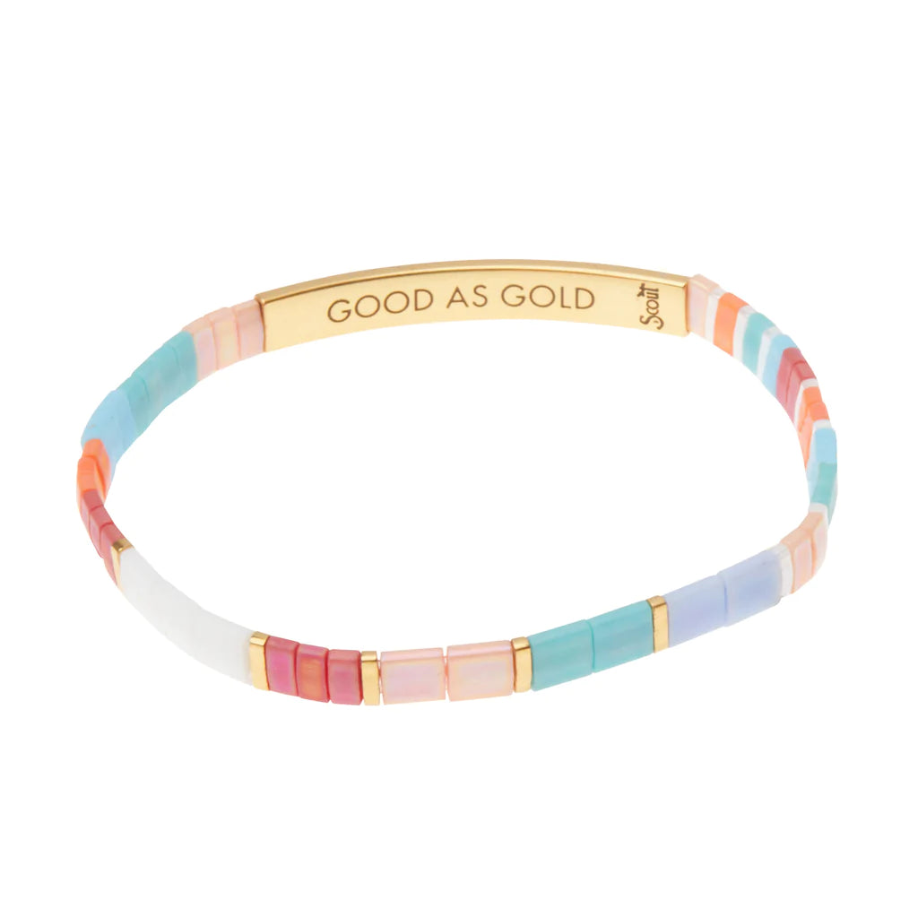 Good Karma Miyuki Bracelet | Good As Gold Aqua Multi/Gold