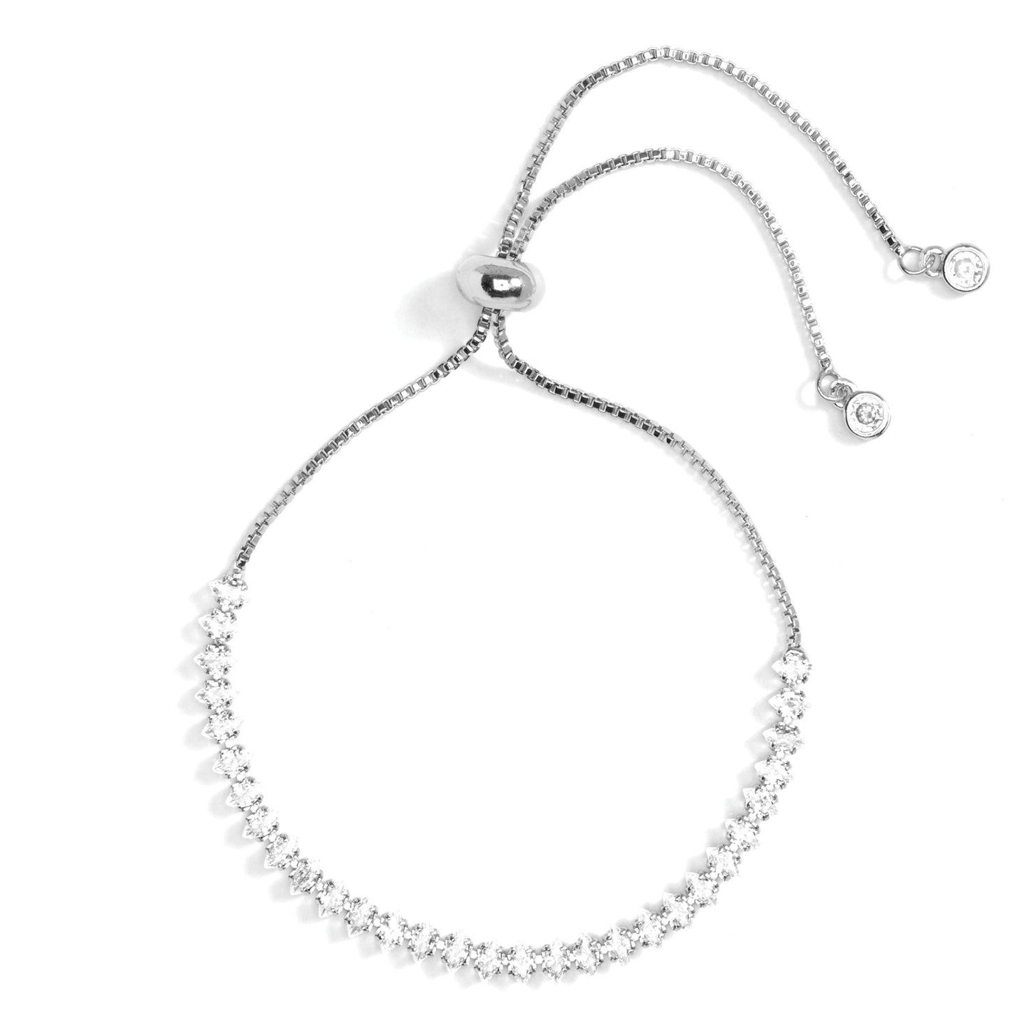 Silver Adjustable Tennis Bracelet with CZ
