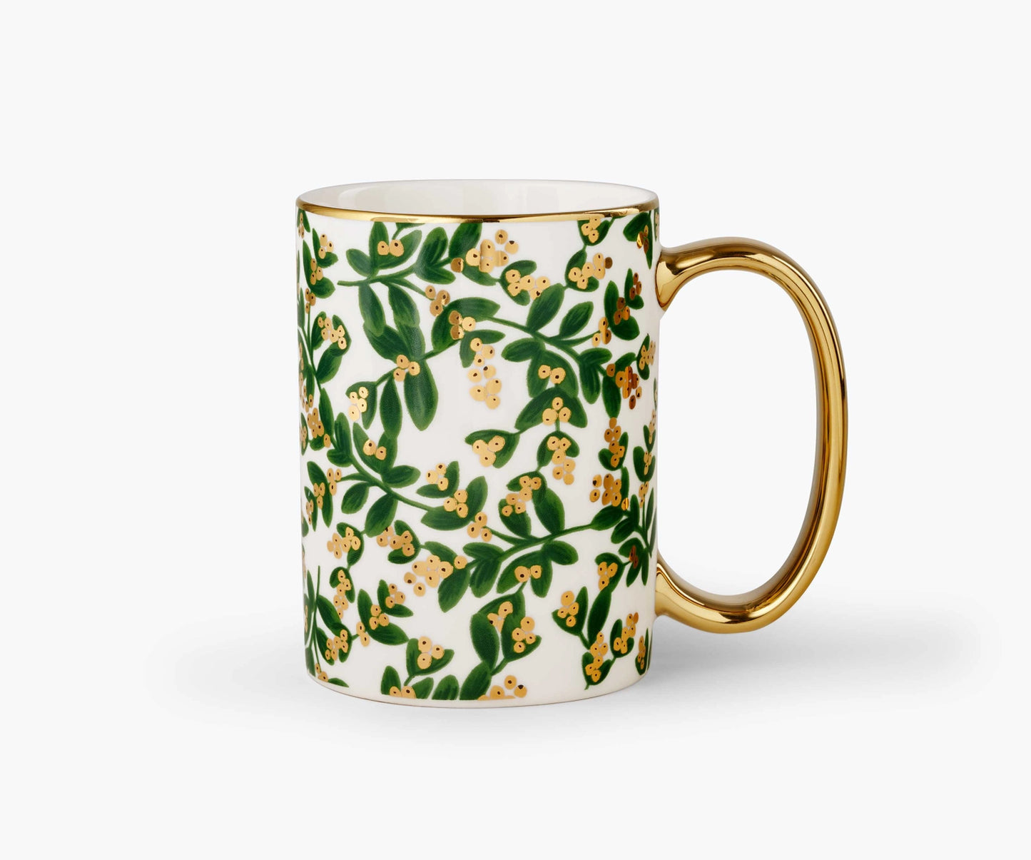 Rifle Paper Co. Gold Handled Mug | Mistletoe