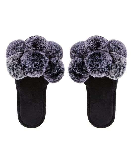 Luxe PomPom Slippers | Black