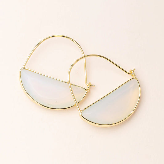 Stone Prism Hoop Earring | Opalite+Silver