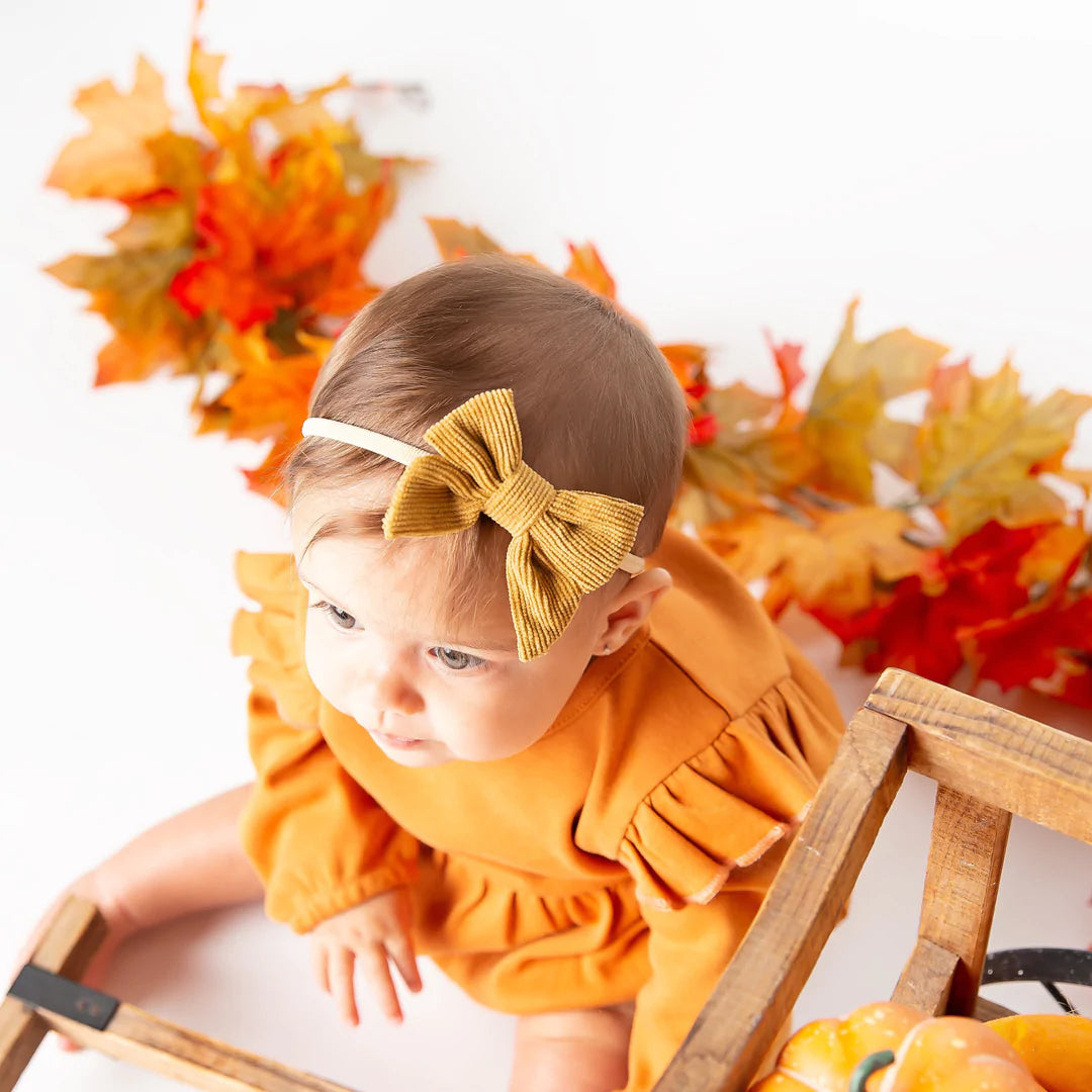Pumpkin Flutter Long Sleeve Baby Onesie