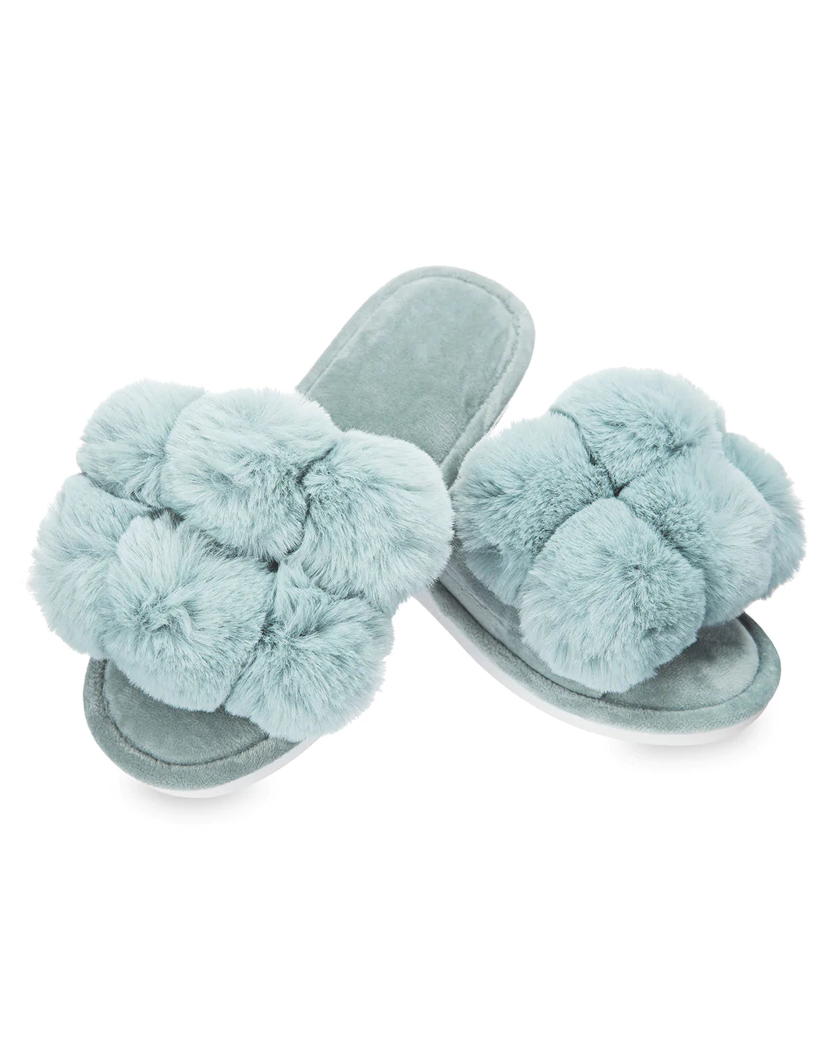 Luxe PomPom Slippers | Sea Blue